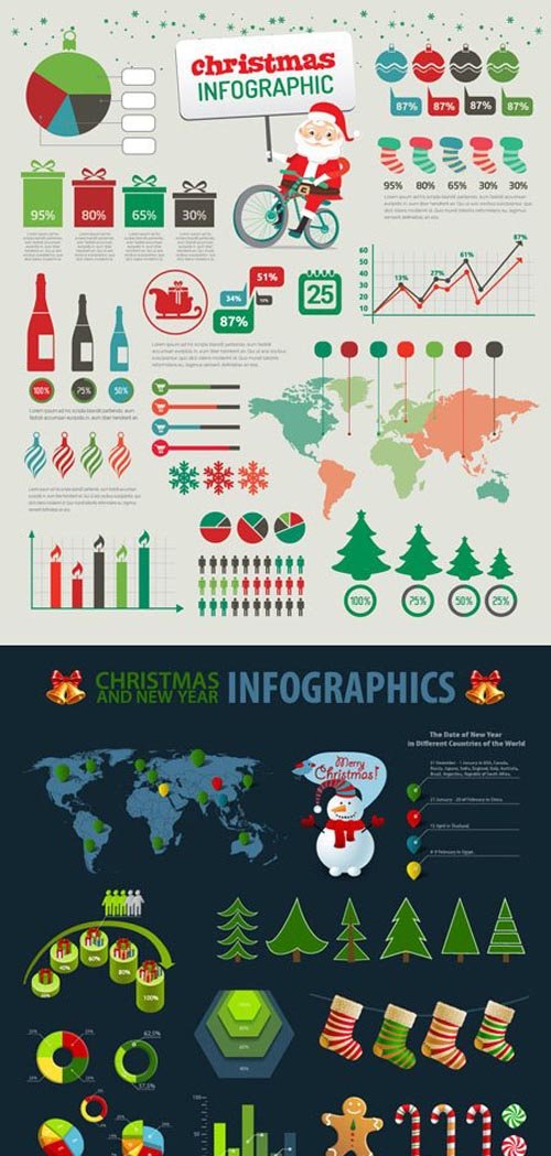 Christmas Infographic Elements in Vector