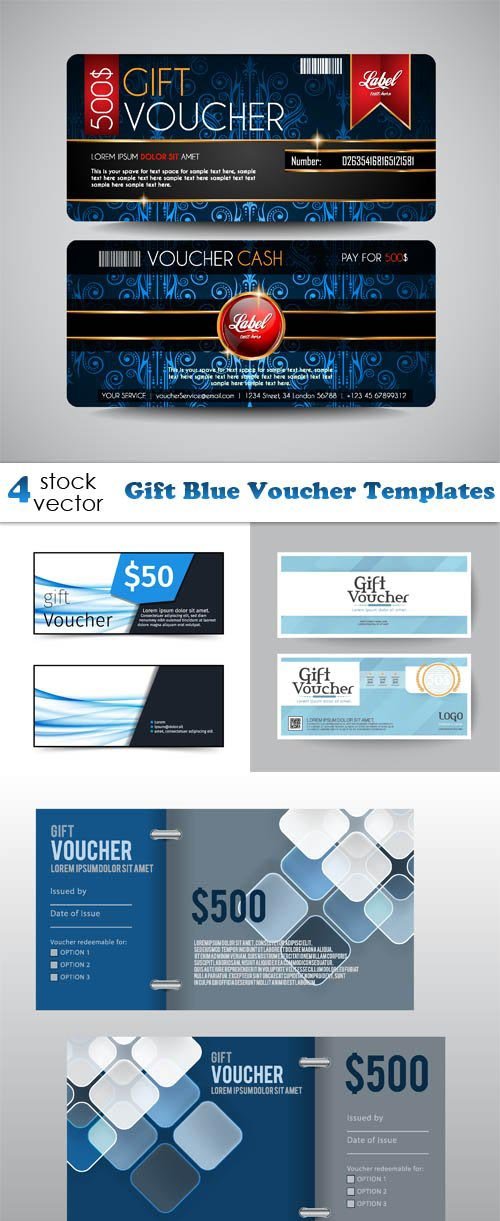 Vectors - Gift Blue Voucher Templates