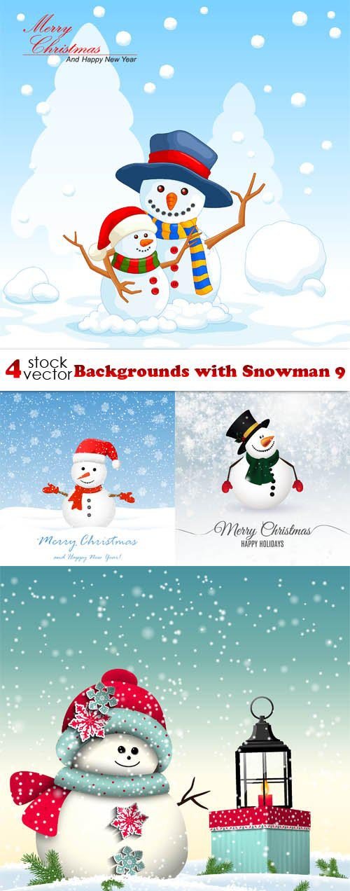 Vectors - Backgrounds with Snowman 9