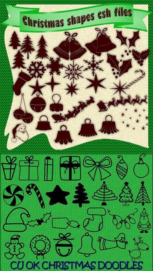 Christmas Doodles Shapes for Photoshop