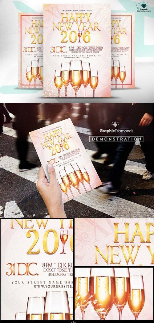 CM - Happy New Year 2016 Flyer PSD 427873