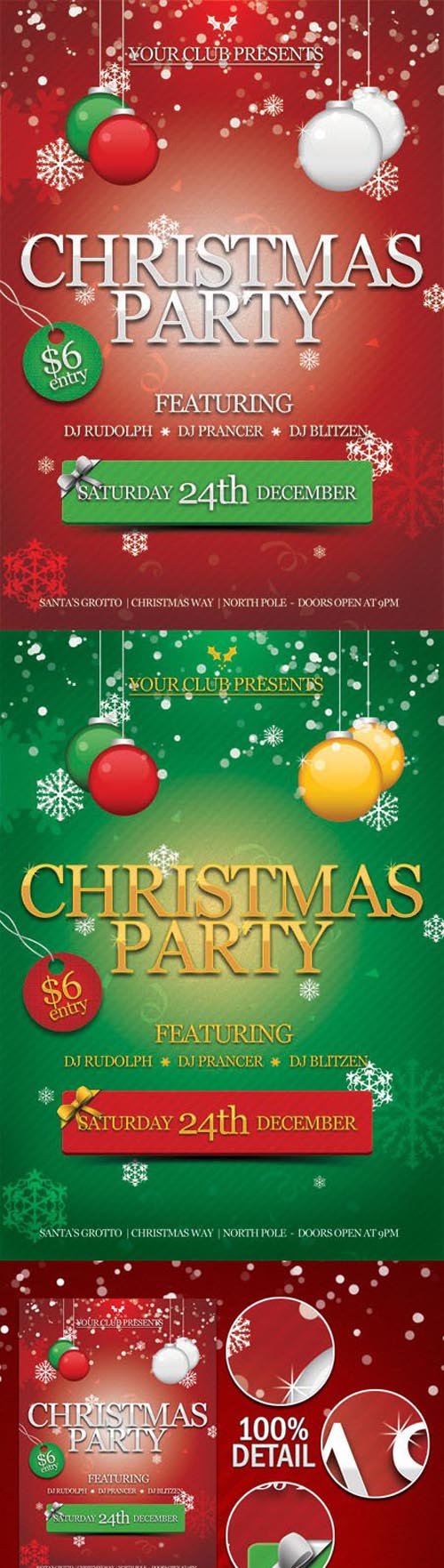 Christmas Party Flyer PSD Template + Christmas Tree PSD
