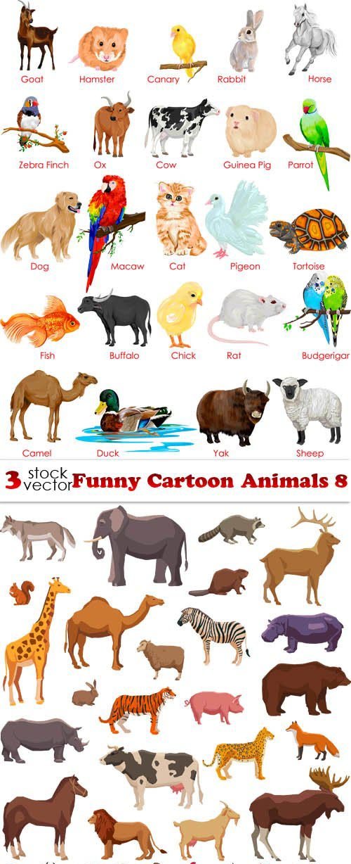 Vectors - Funny Cartoon Animals 8