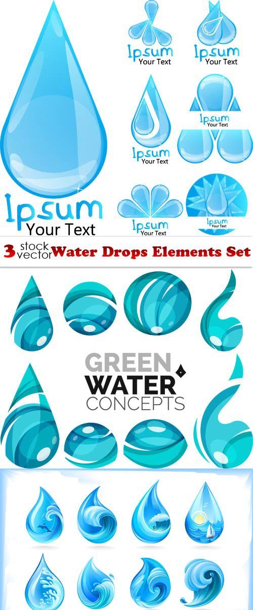 Vectors - Water Drops Elements Set