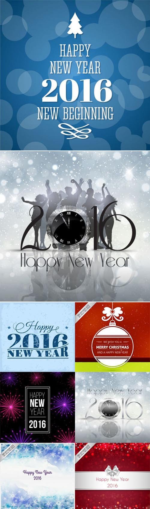 Happy New Year 2016 Backgrounds Vector [Vol.3]