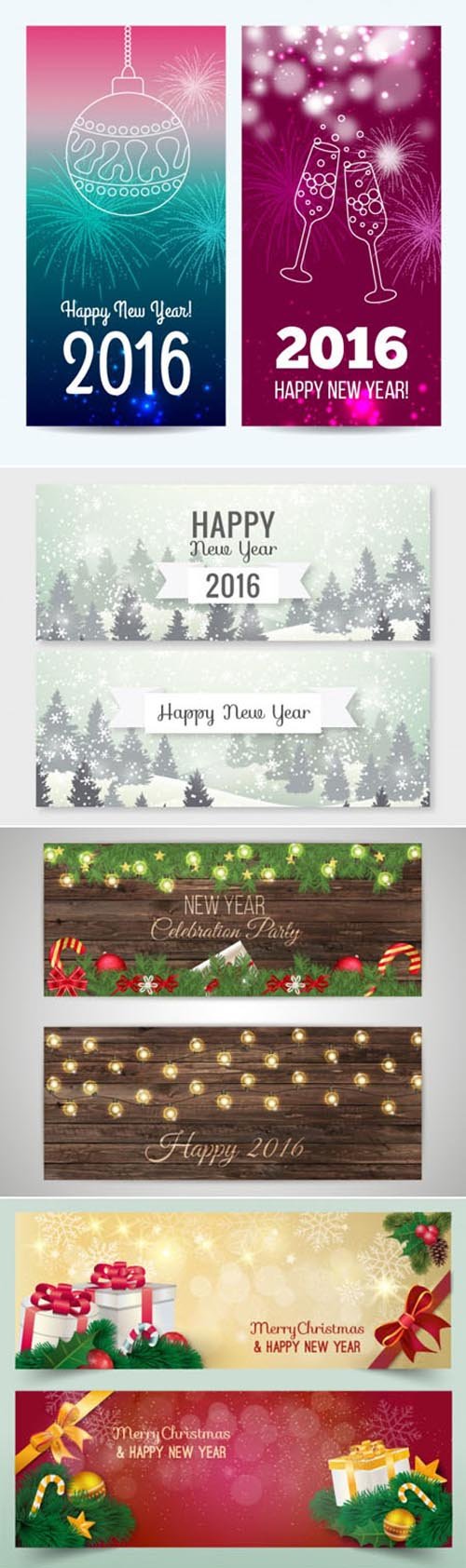 Happy New Year 2016 Banners in Vector [Vol.3]