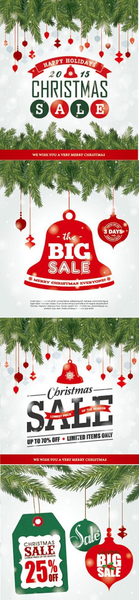 Big Sale Christmas Creative Backgrounds Vector Set
