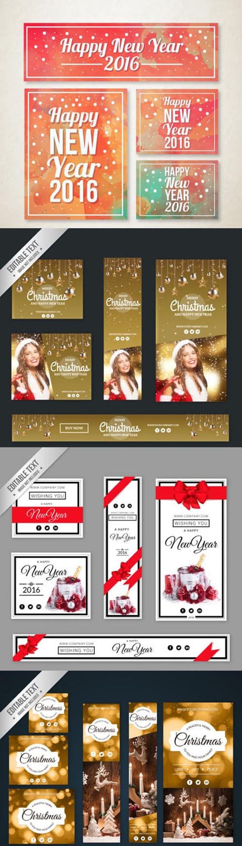 New Year 2016 Stationery Templates in Vector