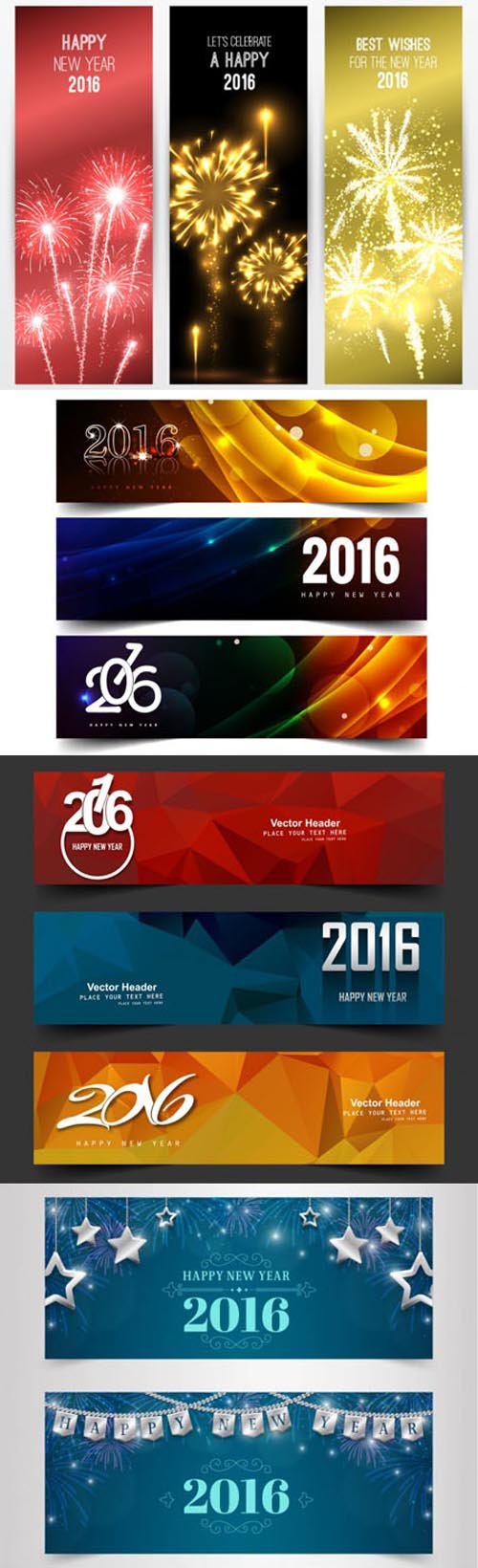 Happy New Year 2016 Banners in Vector [Vol.2]