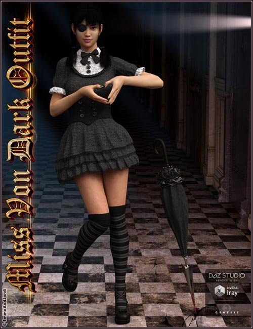 Miss Von Dark Outfit and Accessories (converted from G3F) for Genesis 8 Female