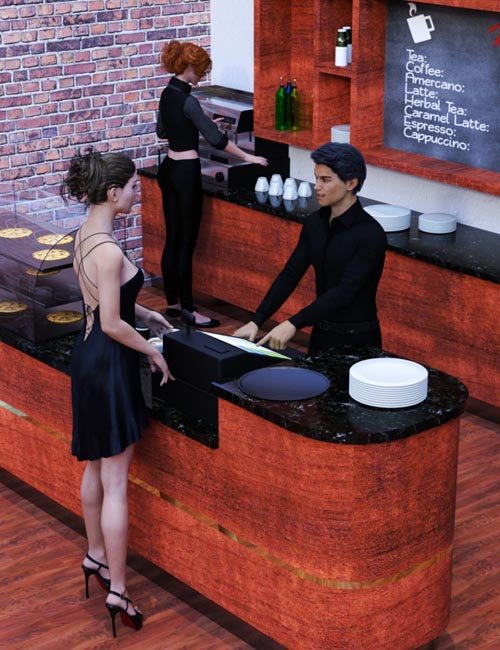 Cafe Luca and Poses (converted from Genesis 3) for Genesis 8