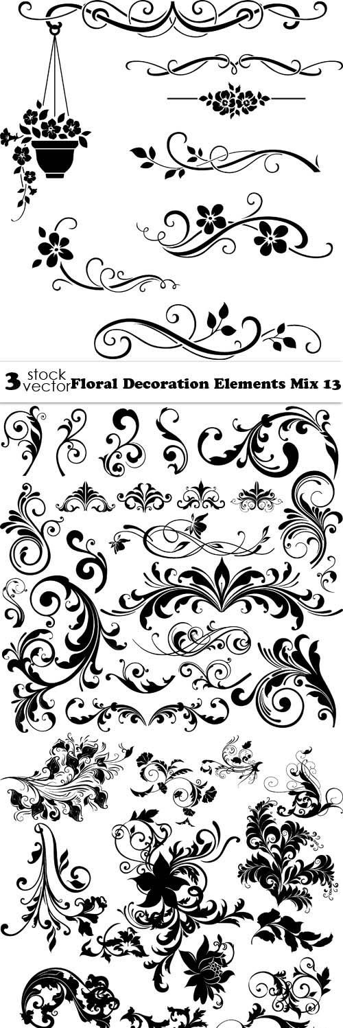 Vectors - Floral Decoration Elements Mix 13