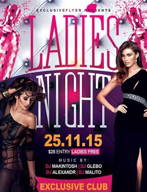 Ladies Night V2 Premium Flyer Template + Facebook Cover