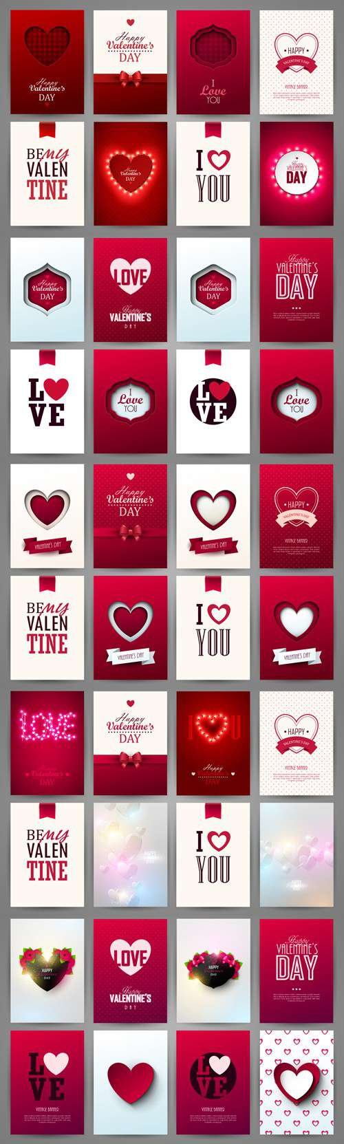 Valentine's Day 2016 Cards Vector