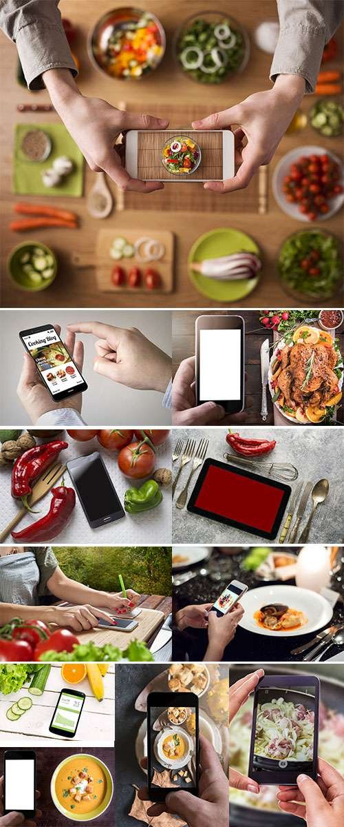 Stock Image Food recipes smart phone