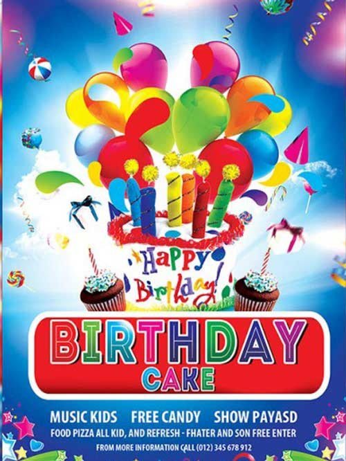 Birthday Cake Premium Flyer Template + Facebook Cover