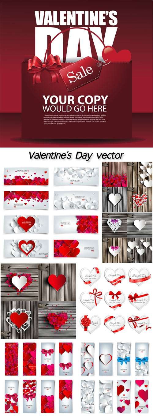 Valentine's Day, vector backgrounds, banners and labels