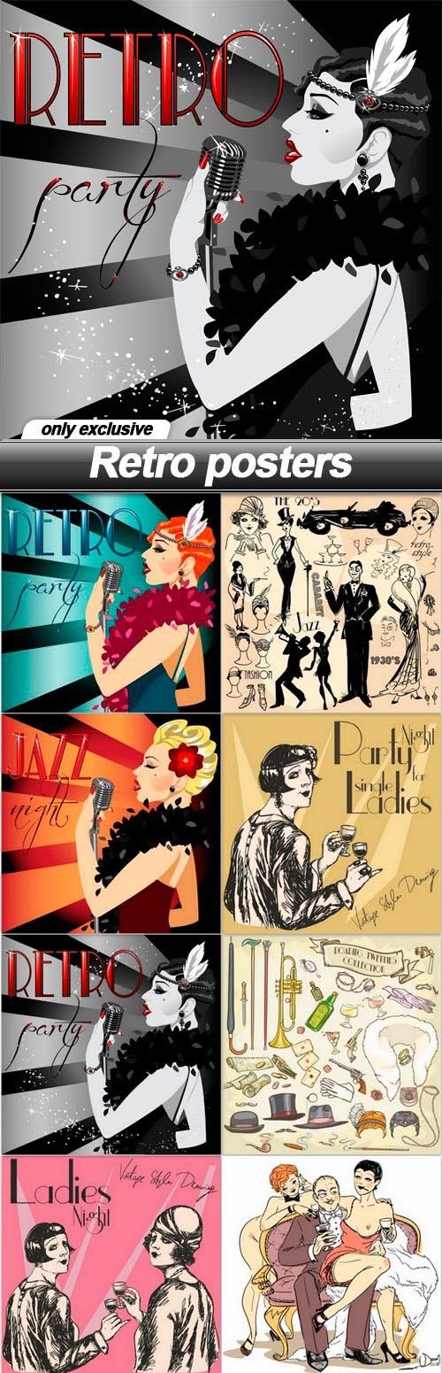 Retro posters - 12 EPS