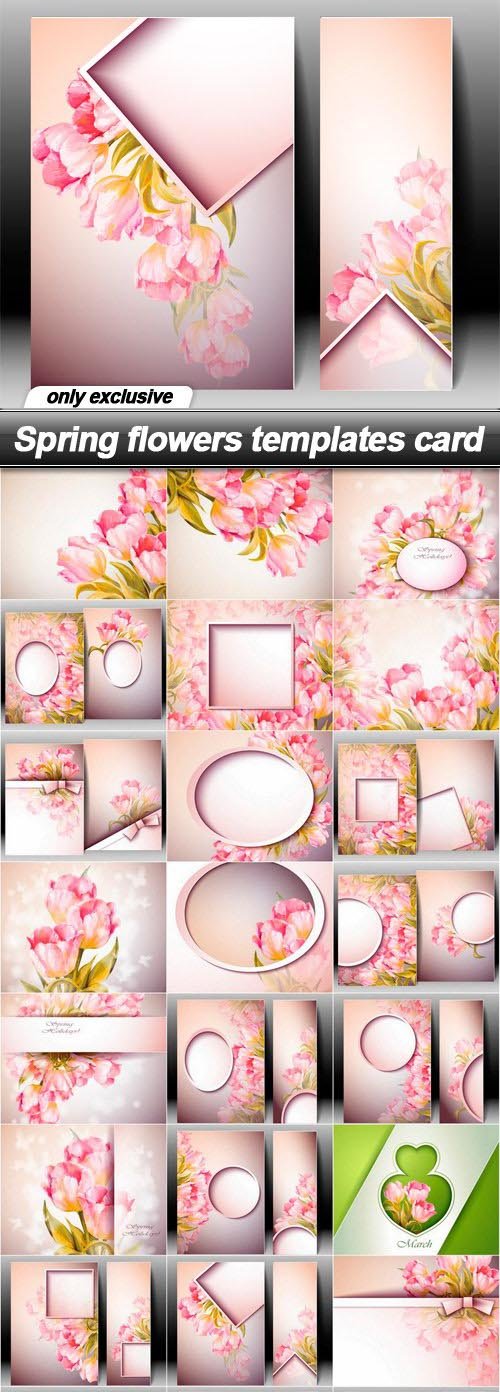 Spring flowers templates card - 24 EPS