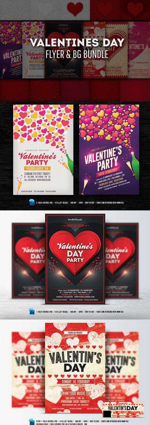 Valentines Day Flyer & BG/ Bundle - 501946