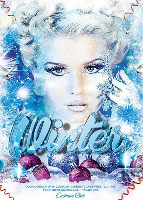 Winter Bash Premium Flyer Template + Facebook Cover