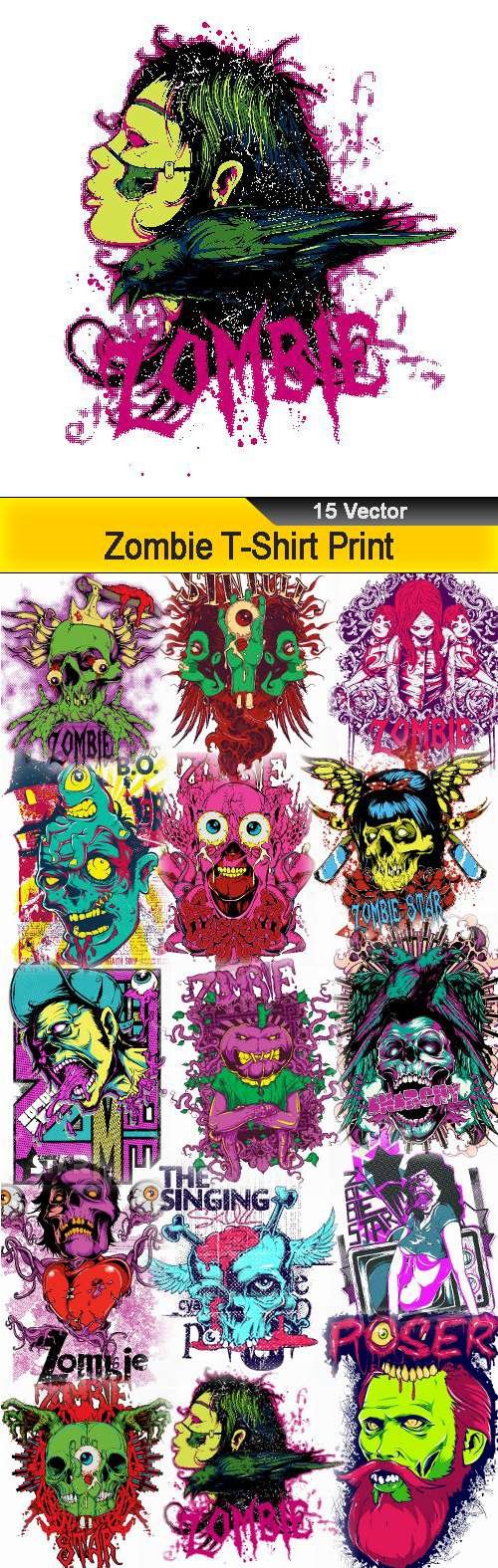 Zombie T-Shirt Print - 15 Vector