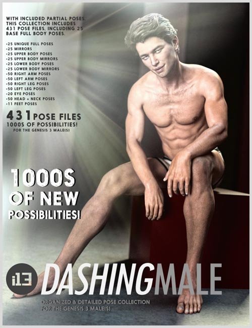 i13 Dashing Male Mega Pose Collection for the Genesis 3 Male(s)