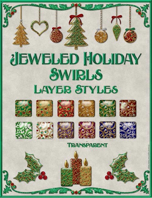 Jeweled Holiday Swirls Layer Styles