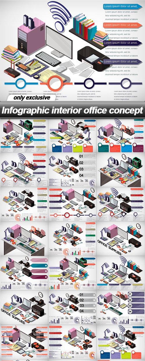 Infographic interior office concept 3