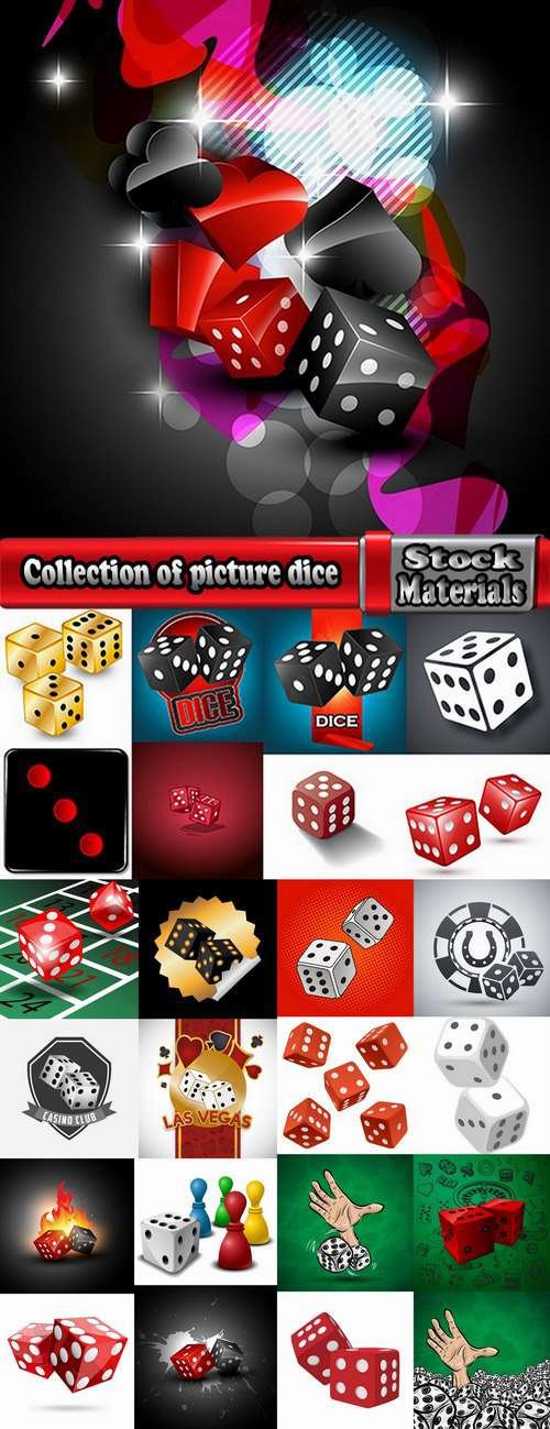 Vector Collection of picture dice cube 25 EPS