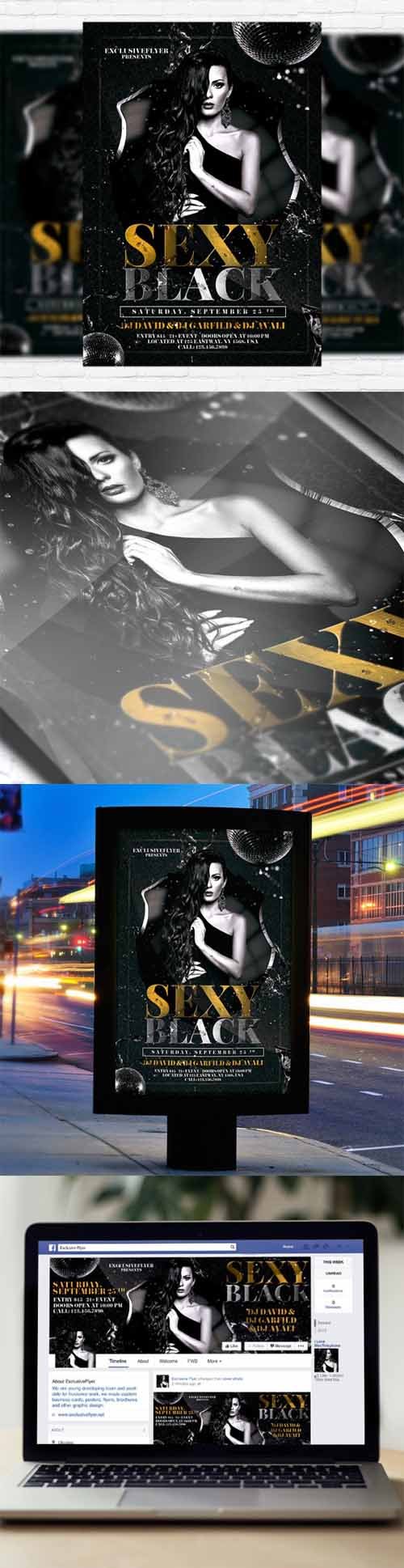 Flyer Template - Sexy Black + Facebook Cover