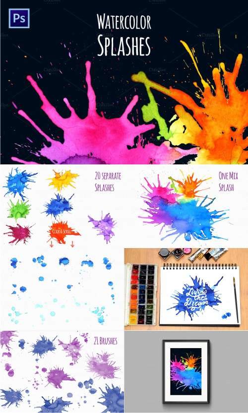 Watercolor Splash Brushes 518398