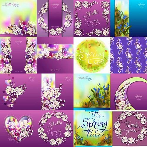 Collection of gift cards Spring vector image