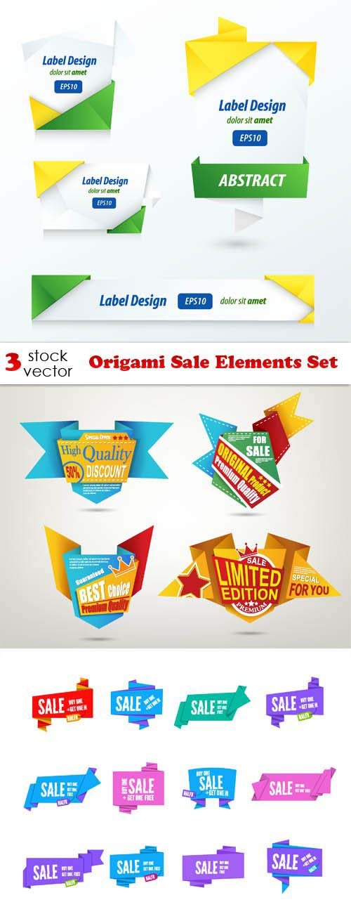 Vectors - Origami Sale Elements Set