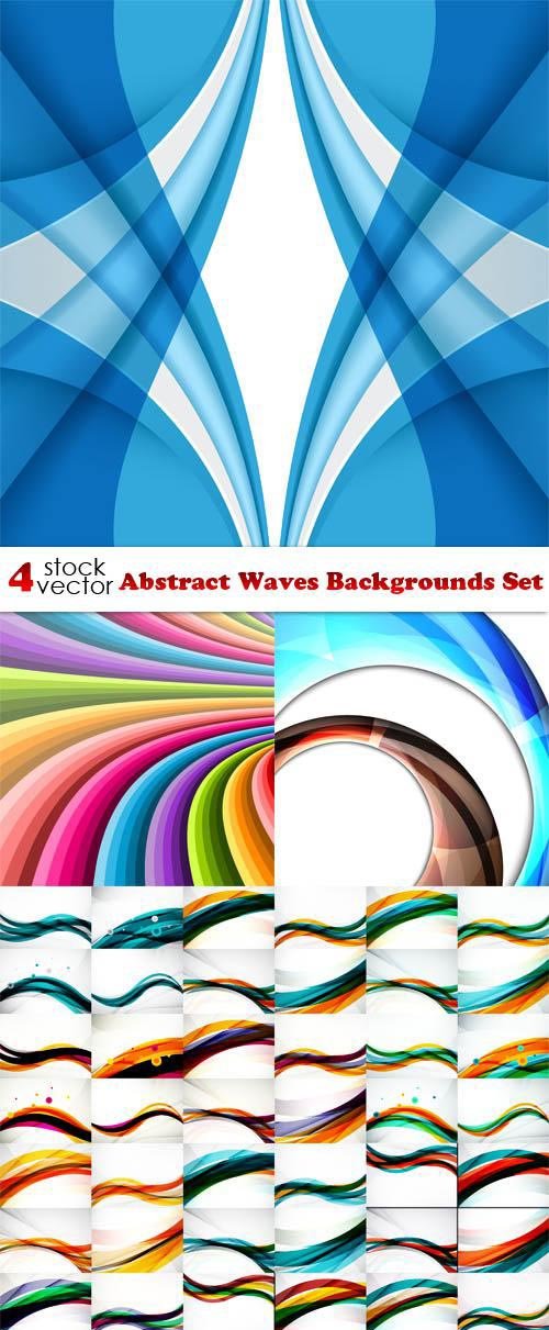 Vectors - Abstract Waves Backgrounds Set
