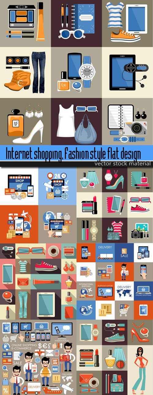 Internet shopping, Fashion style flat design