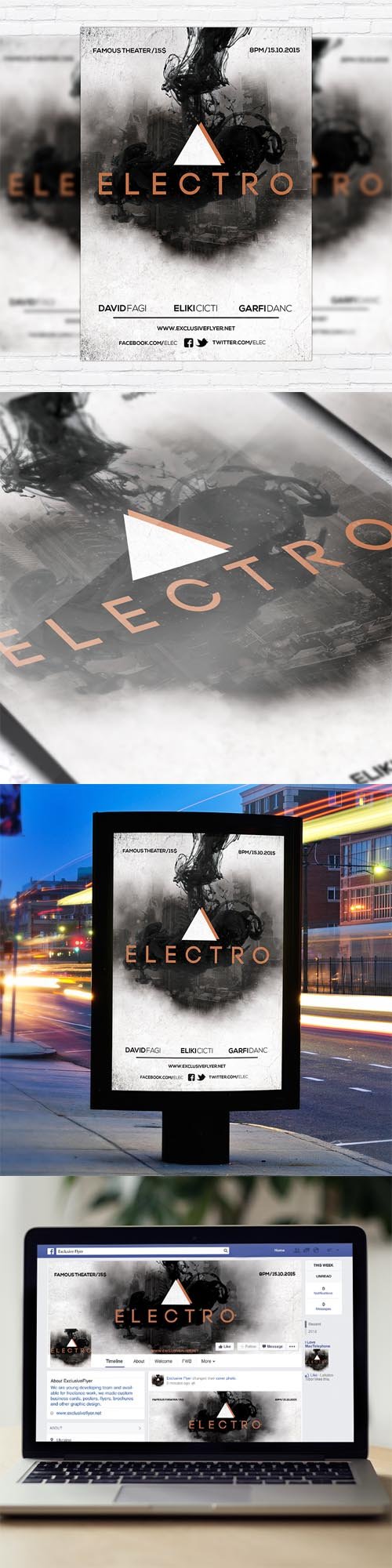 Flyer Template - Electro Vol.2 + Facebook Cover