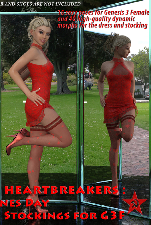 StValentines Day Dress and Stockings (conv. from G3F) for Genesis 8 Female