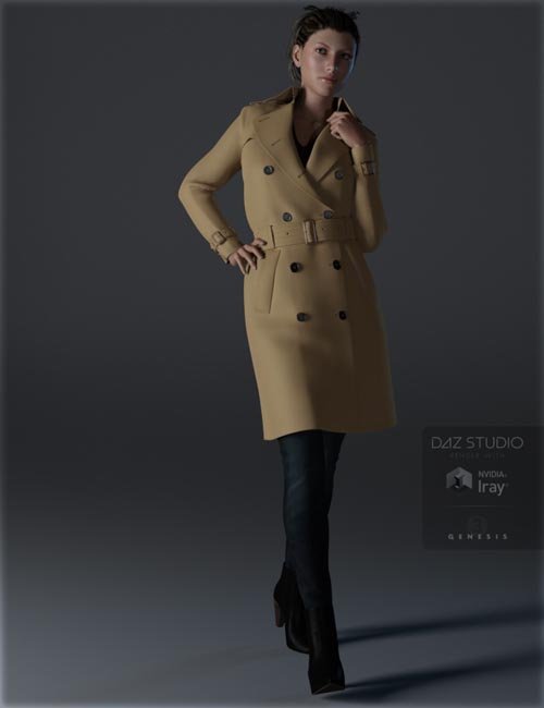 Trench Coat Outfit for Genesis 3 Female(s)