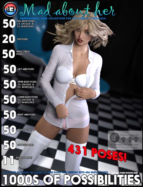 [UPDATE] i13 Mad About HER Mega Organized Pose Collection for the Genesis 3 Female(s)