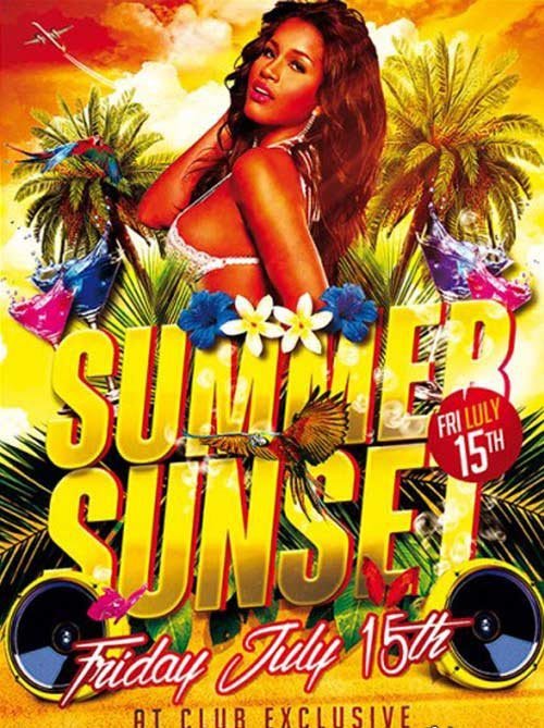 Summer Sunset V1 Premium Flyer Template + Facebook Cover