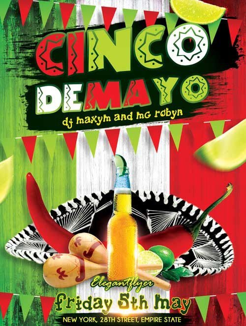 Cinco De Mayo V0 Flyer PSD Template + Facebook Cover