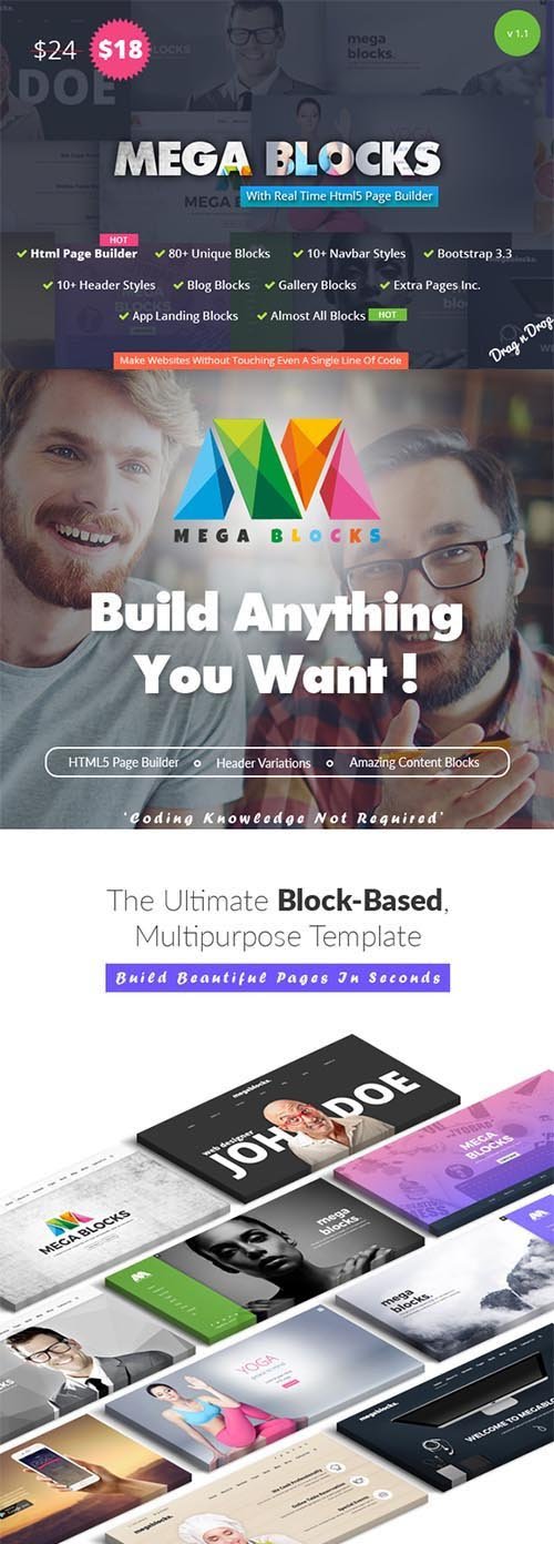 Mega Blocks - With Html Page Builder - CM 483215