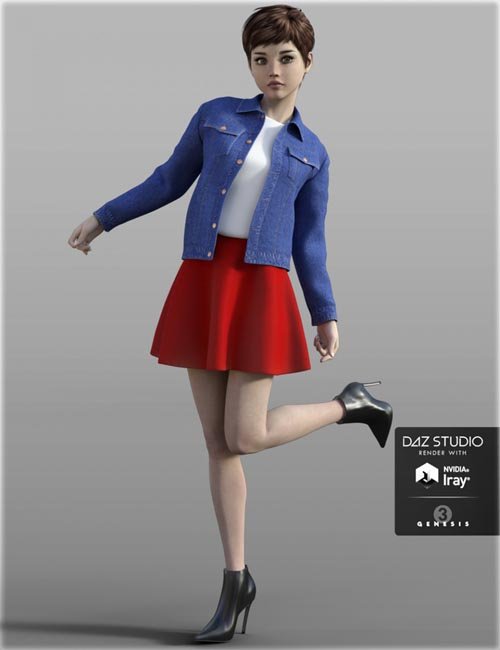 H&C Denim Jacket Outfit for Genesis 3 Female(s)