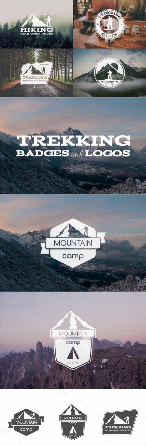 CM - 6 Trekking Adventure Badges & Logos 342424