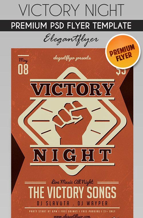 Victory Night – Flyer PSD Template + Facebook Cover