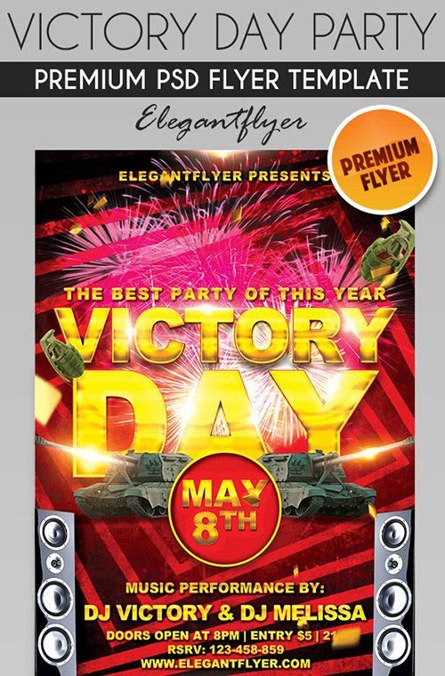 Victory Day Party – Flyer PSD Template + Facebook Cover