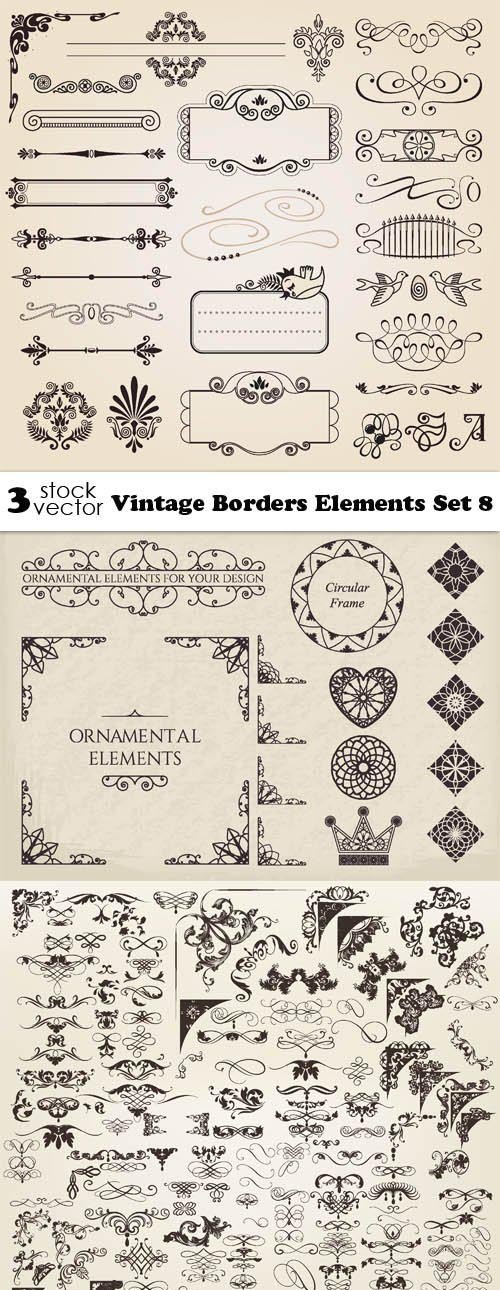 Vectors - Vintage Borders Elements Set 8
