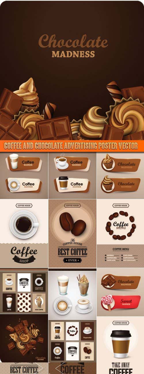 Coffee and chocolate advertising poster vector