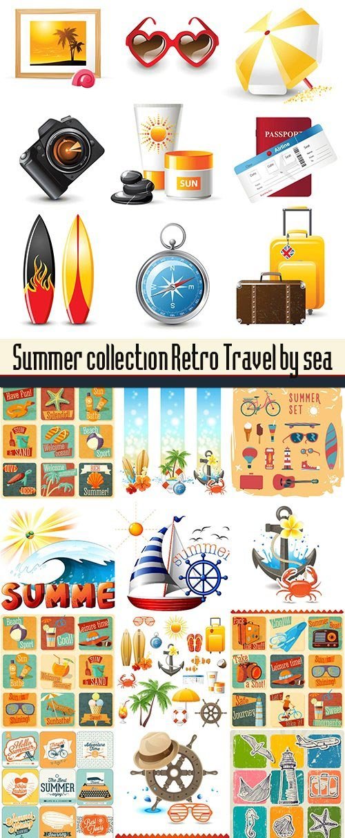 Summer collection Retro Travel by sea